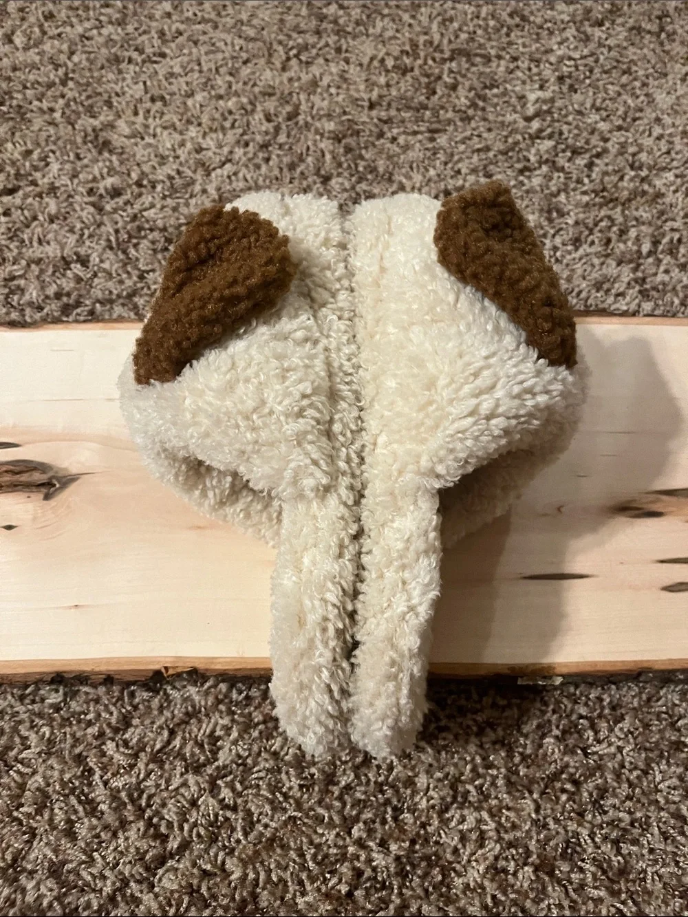 wonder nation Girls Plush Cream & Brown Dog Slippers